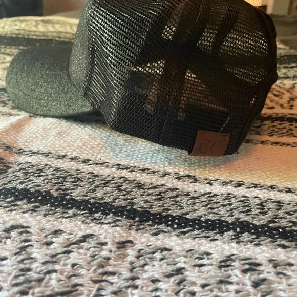 Black CC Glitter Baseball Hat - Picture 2 of 2